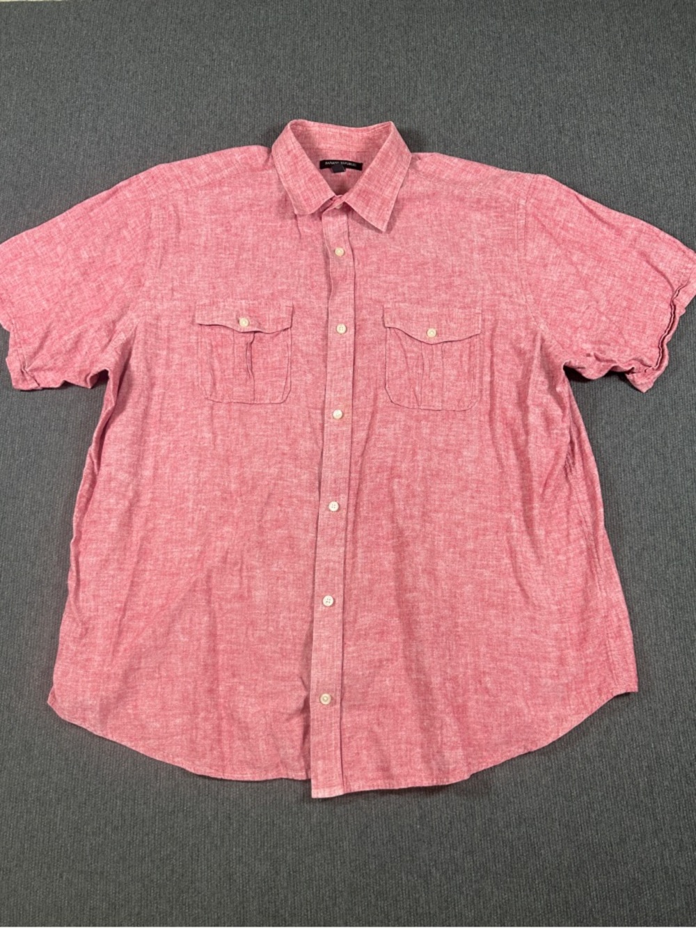 Banana Republic Linen Cotton Short Sleeve Button Down Shirt Red Men’s 2XL XXL
